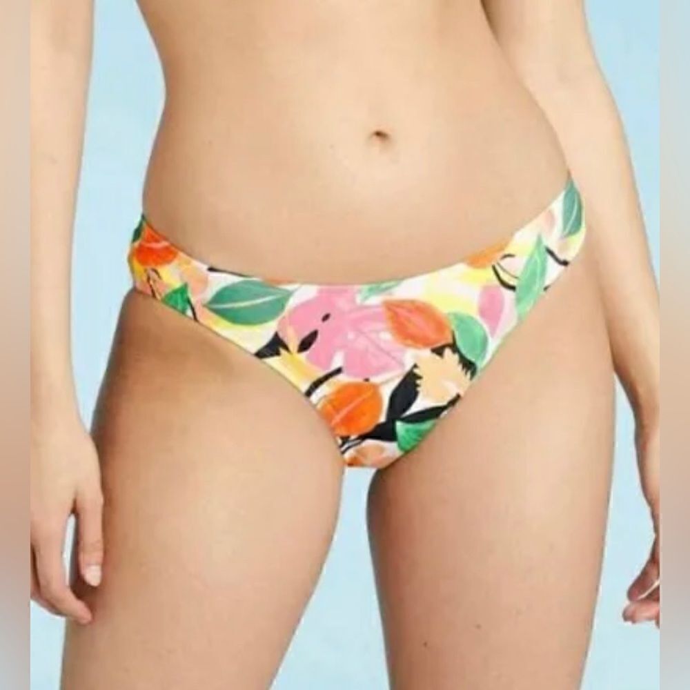 Kona Sol Leaf Print Swimsuit Hipster BikiniBottoms Multicolor Size XL NWT